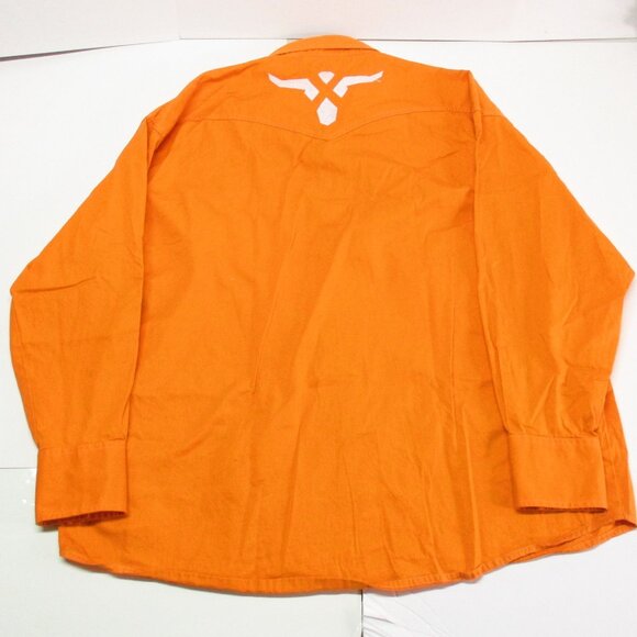 Wrangler 20 X Western Shirt Men's Orange Pearl Snap Longhorn Rodeo Size 2XL - Picture 6 of 6